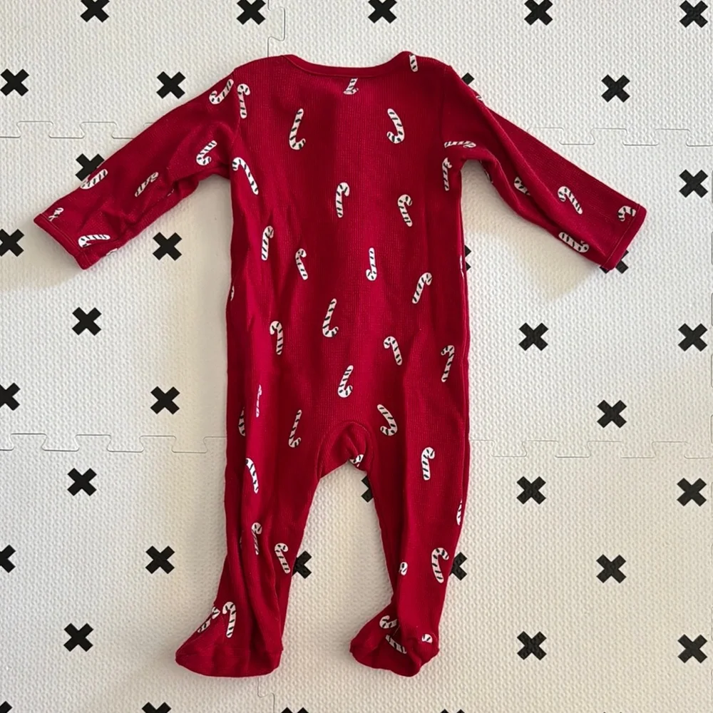 Carter's Baby Candy Cane waffle knit Onesie in red size 9m